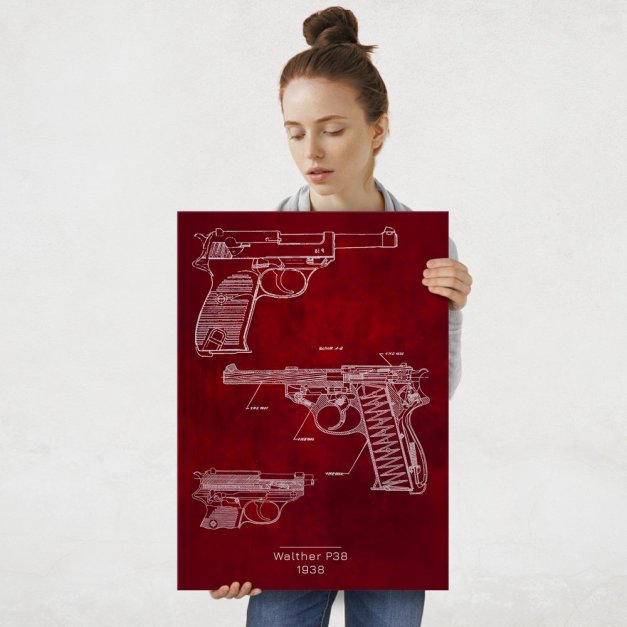 Plakat metalowy Walther P38 Projekt Scarlet L