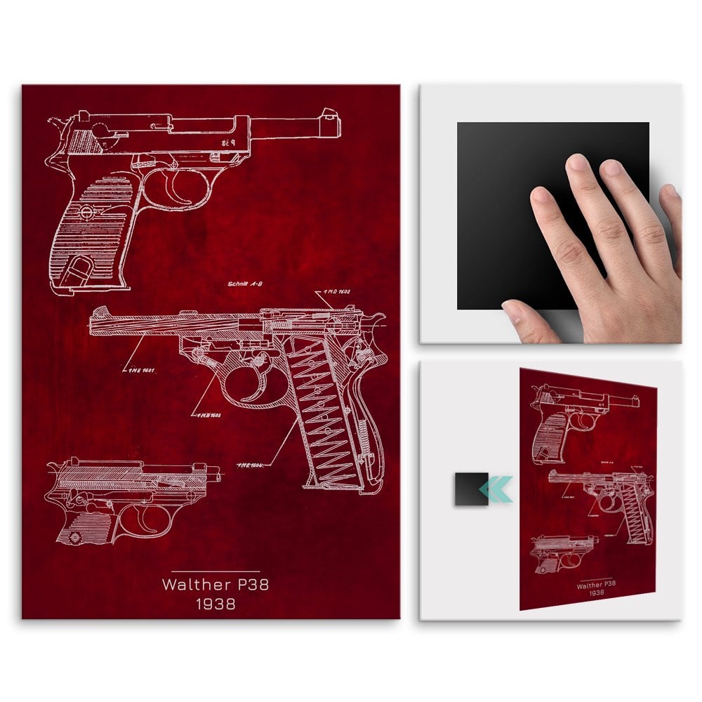 Plakat metalowy Walther P38 Projekt Scarlet L