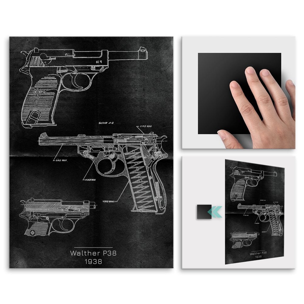 Plakat metalowy Walther P38 Projekt Graphite M