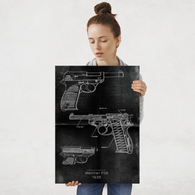 Plakat metalowy Walther P38 Projekt Graphite L