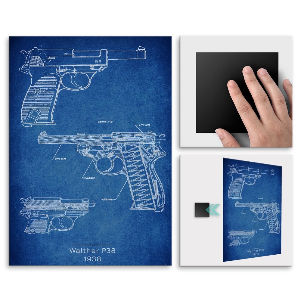 Plakat metalowy Walther P38 Projekt Cobalt L