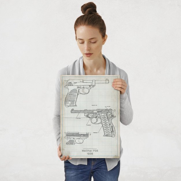 Plakat metalowy Walther P38 Projekt Vintage M