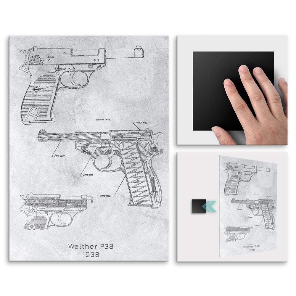 Plakat metalowy Walther P38 Projekt Stone L