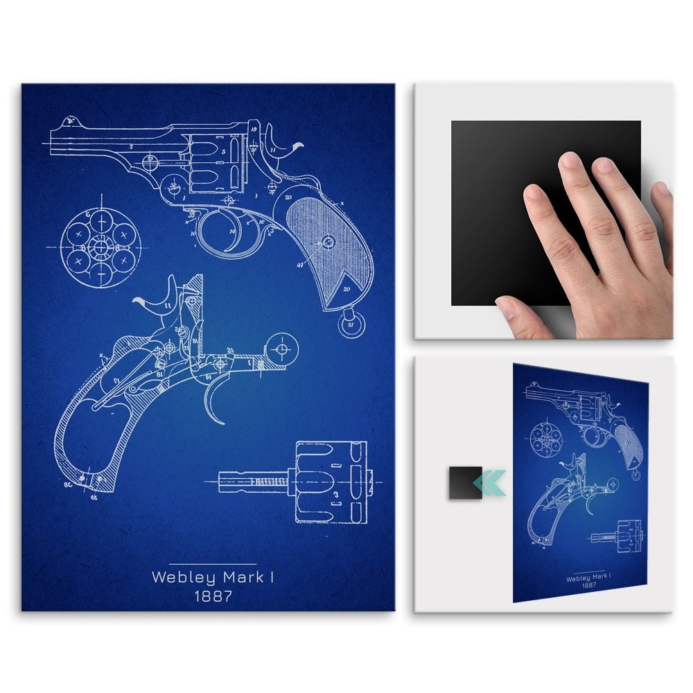 Plakat metalowy Webley Mark I Projekt Blueprint L