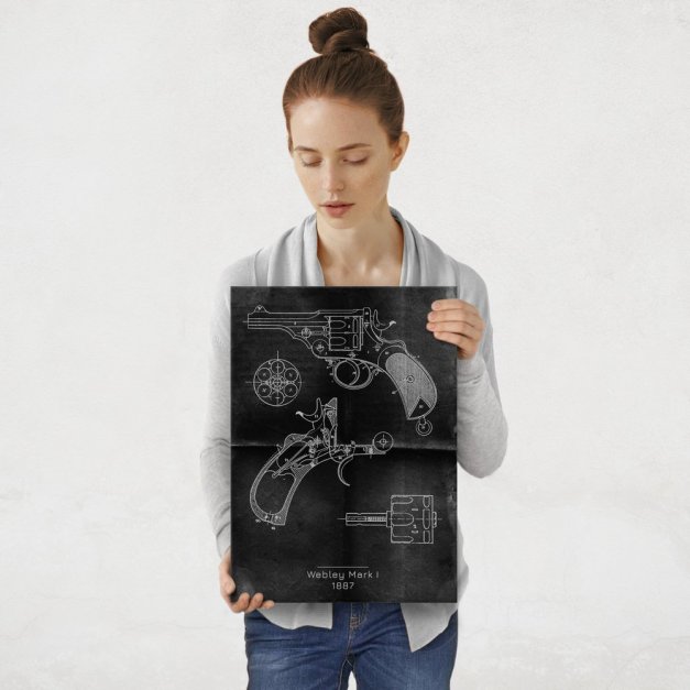 Plakat metalowy Webley Mark I Projekt Graphite M