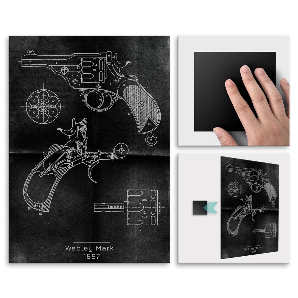 Plakat metalowy Webley Mark I Projekt Graphite L