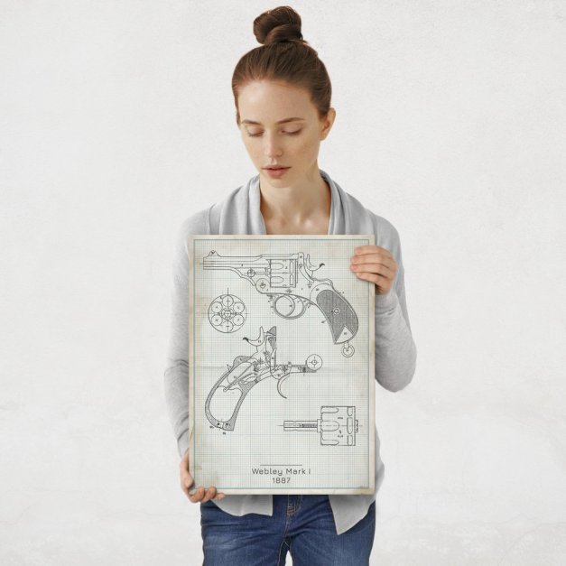 Plakat metalowy Webley Mark I Projekt Vintage M
