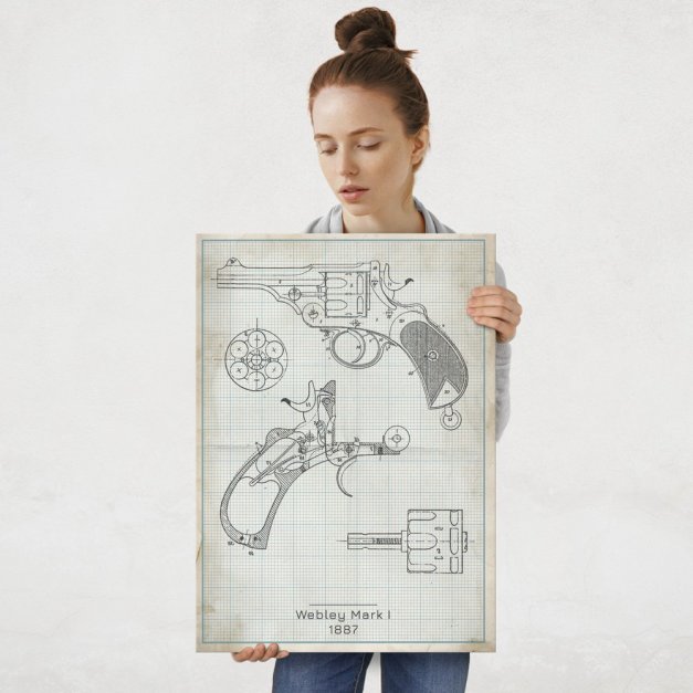 Plakat metalowy Webley Mark I Projekt Vintage L