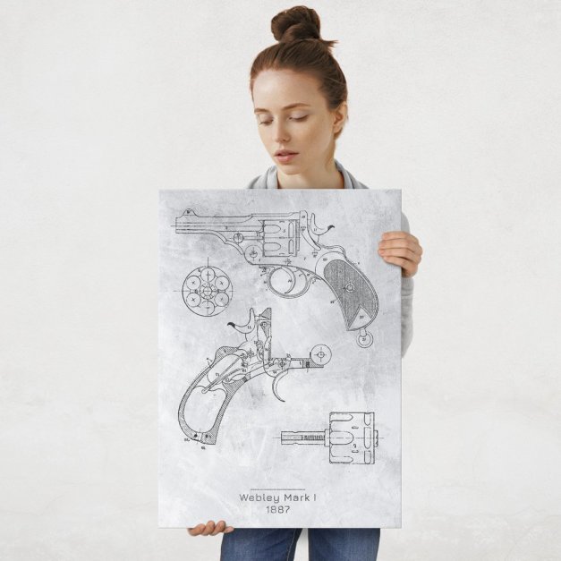 Plakat metalowy Webley Mark I Projekt Stone L