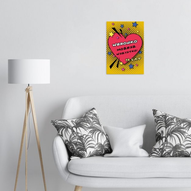 Plakat metalowy rozmiar L z nadrukiem dla niej na 18 urodziny