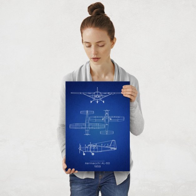 Plakat metalowy Aermacchi AL-60 Projekt Blueprint M