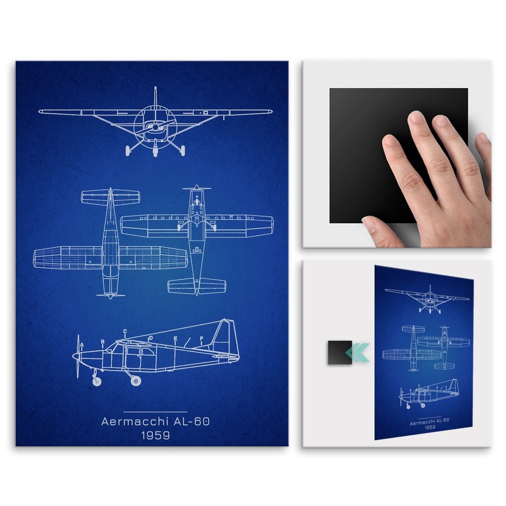 Plakat metalowy Aermacchi AL-60 Projekt Blueprint L
