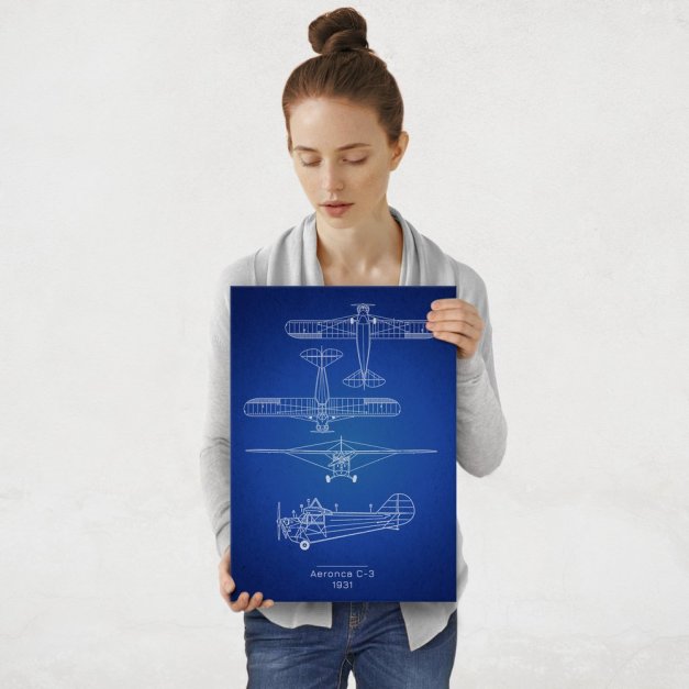 Plakat metalowy Aeronca C-3 Projekt Blueprint M