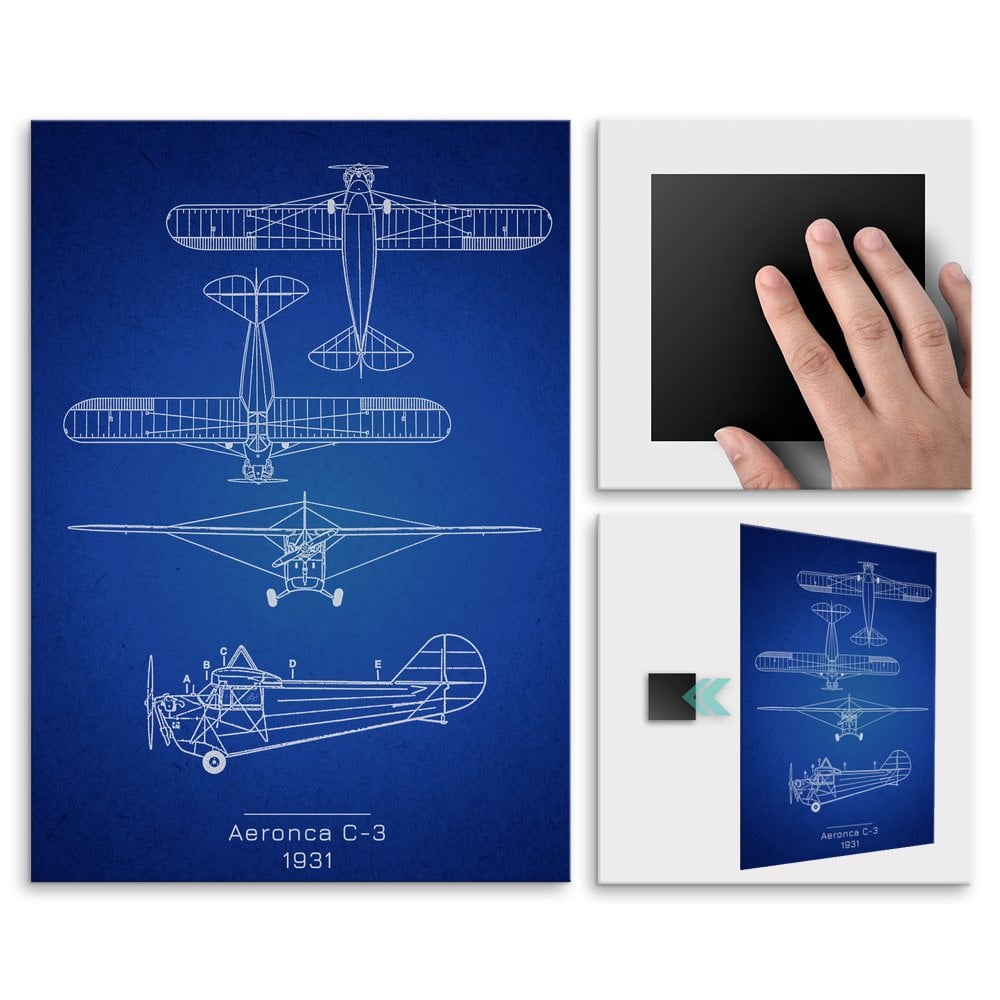 Plakat metalowy Aeronca C-3 Projekt Blueprint L