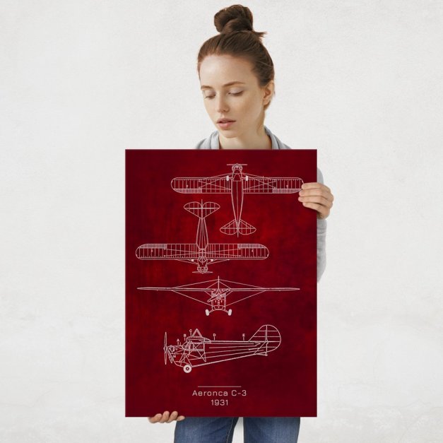 Plakat metalowy Aeronca C-3 Projekt Scarlet L