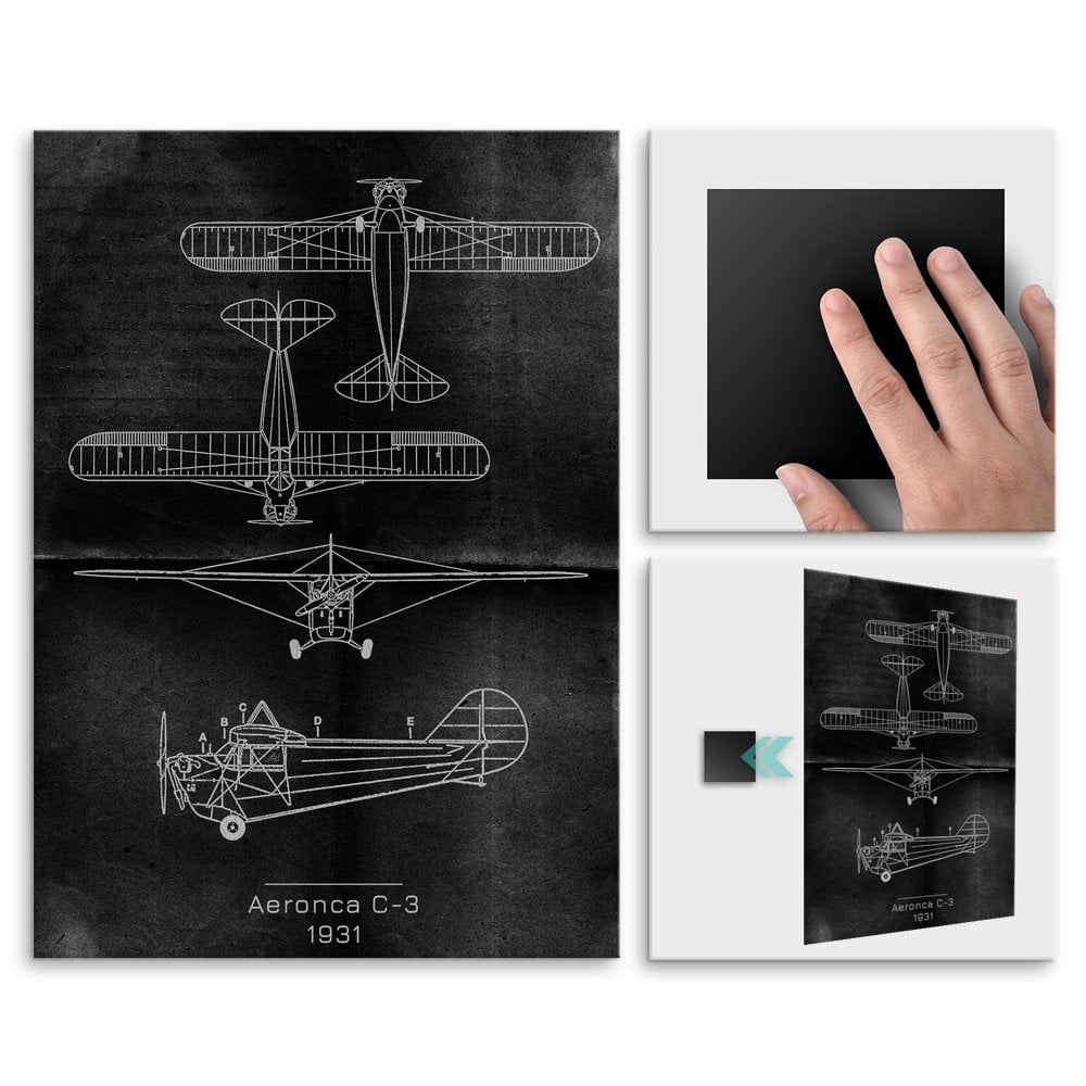 Plakat metalowy Aeronca C-3 Projekt Graphite L