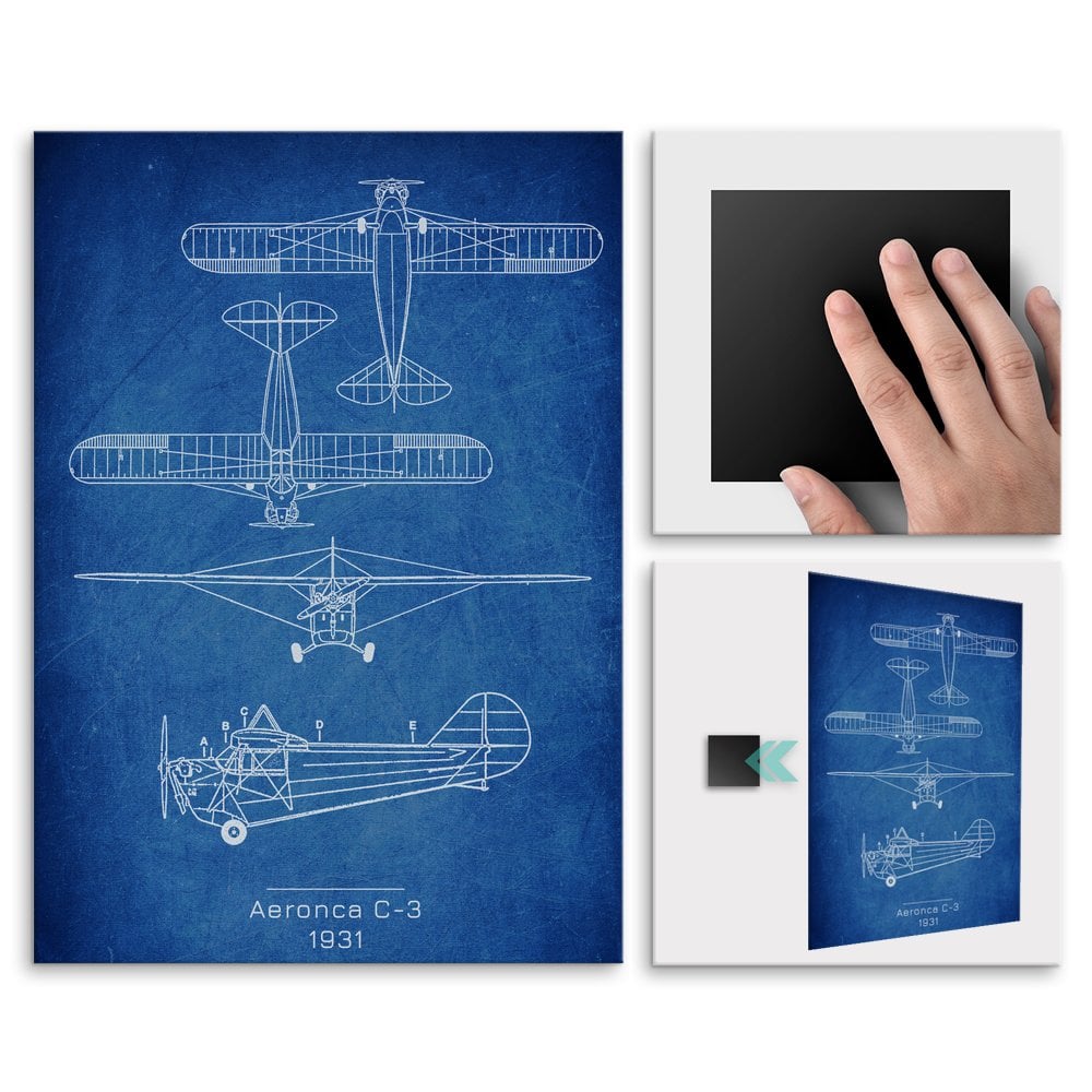 Plakat metalowy Aeronca C-3 Projekt Cobalt L