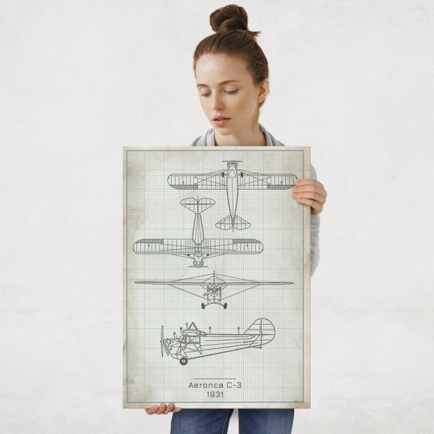 Plakat metalowy Aeronca C-3 Projekt Vintage L