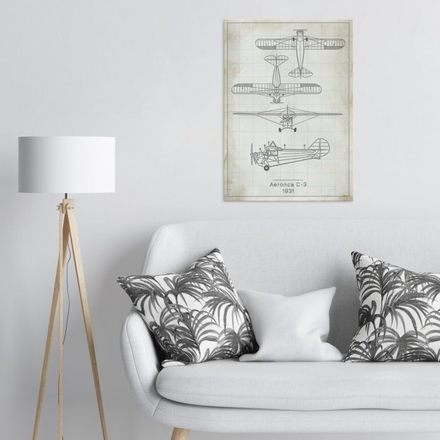 Plakat metalowy Aeronca C-3 Projekt Vintage L