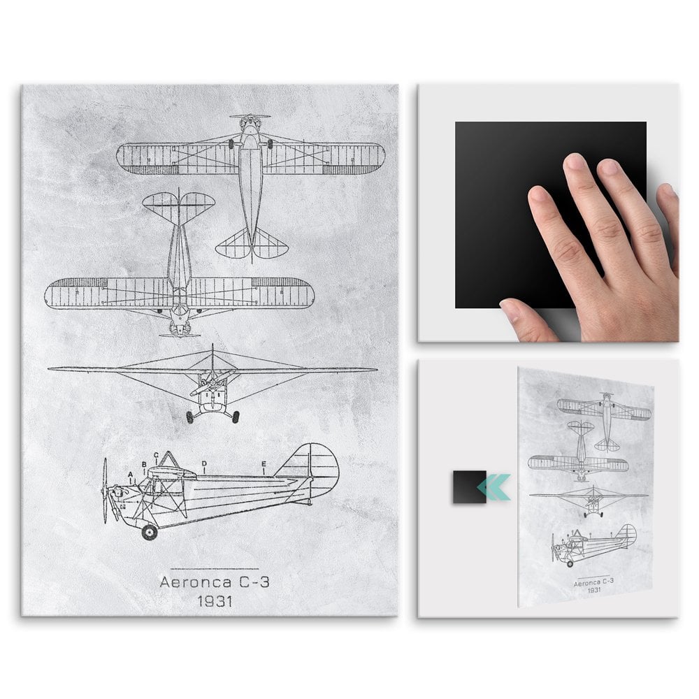 Plakat metalowy Aeronca C-3 Projekt Stone L