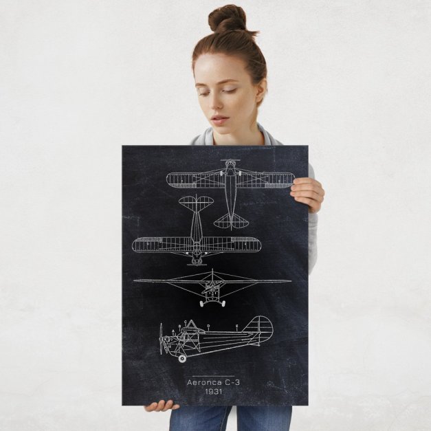 Plakat metalowy Aeronca C-3 Projekt Blackboard L