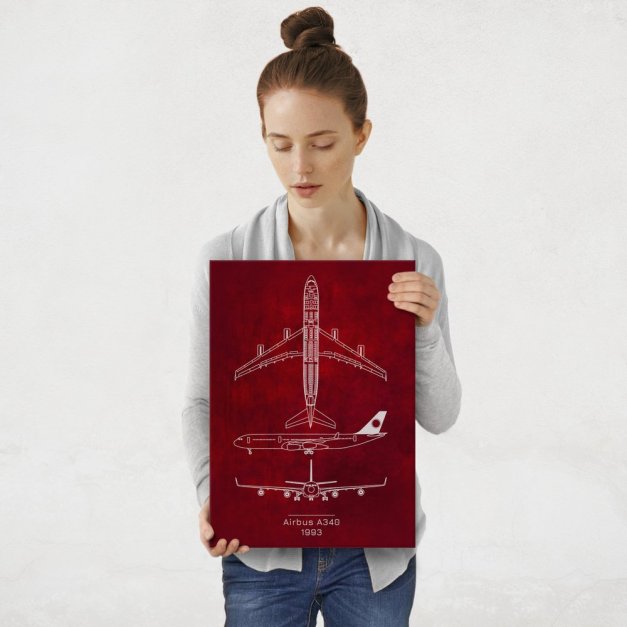 Plakat metalowy Airbus A340 Projekt Scarlet M