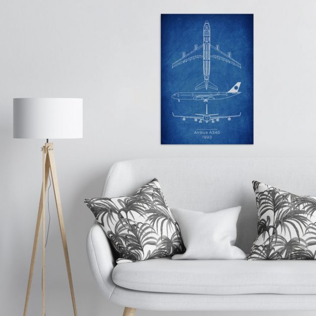 Plakat metalowy Airbus A340 Projekt Cobalt L