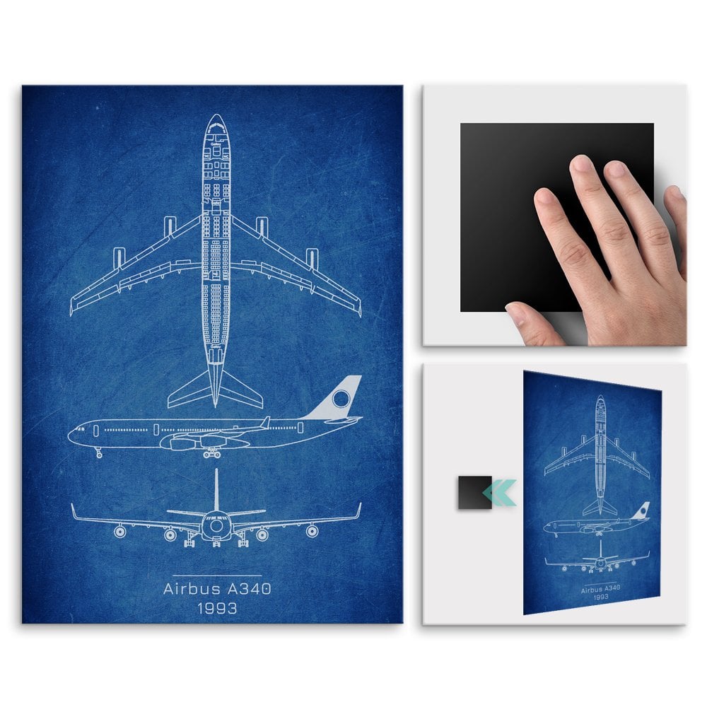 Plakat metalowy Airbus A340 Projekt Cobalt L