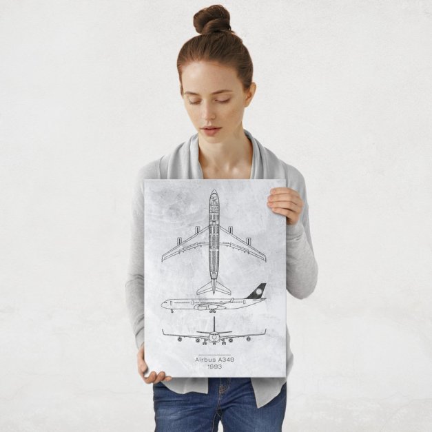 Plakat metalowy Airbus A340 Projekt Stone M