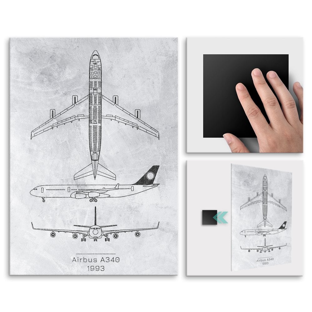 Plakat metalowy Airbus A340 Projekt Stone M