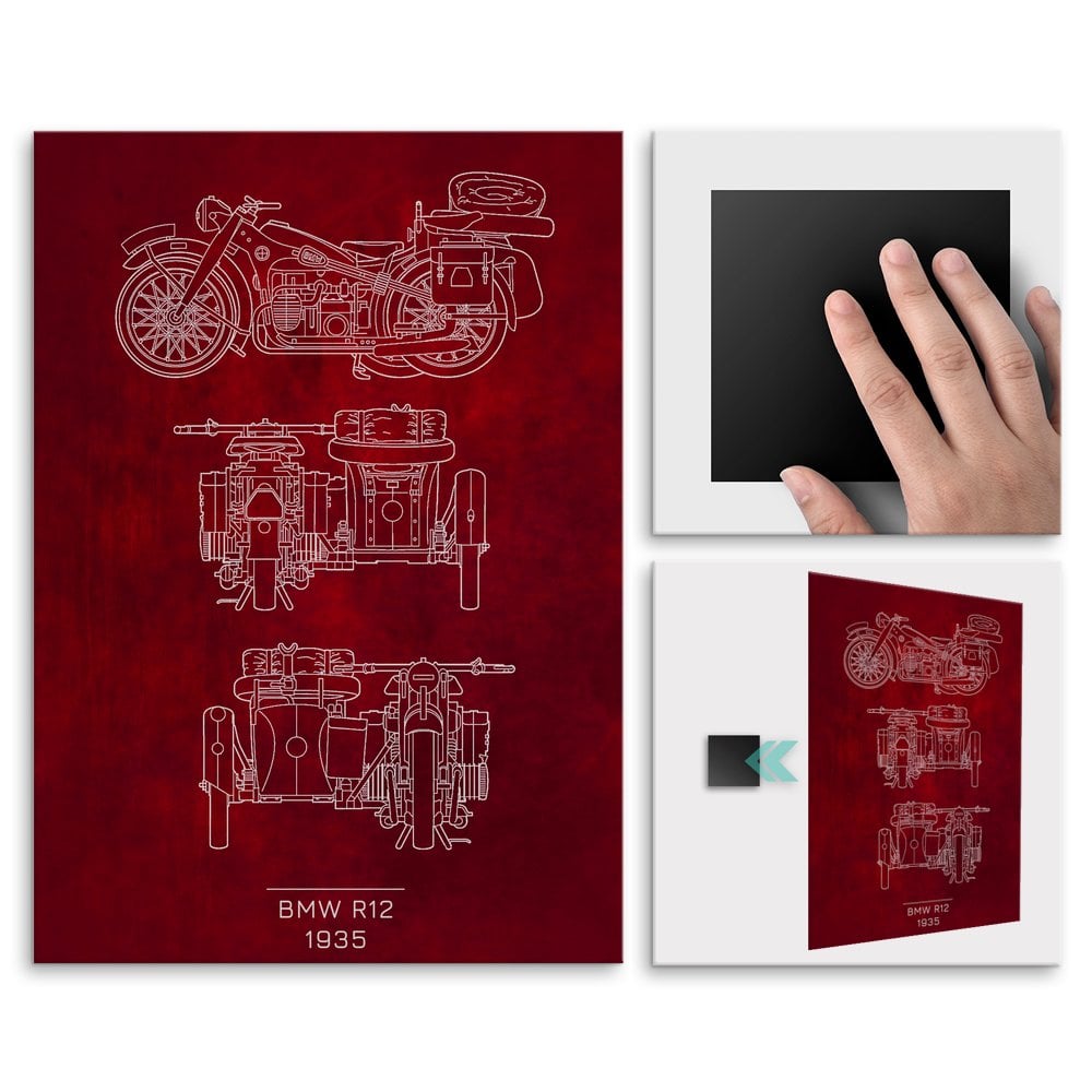 Plakat metalowy BMW R12 Projekt Scarlet L