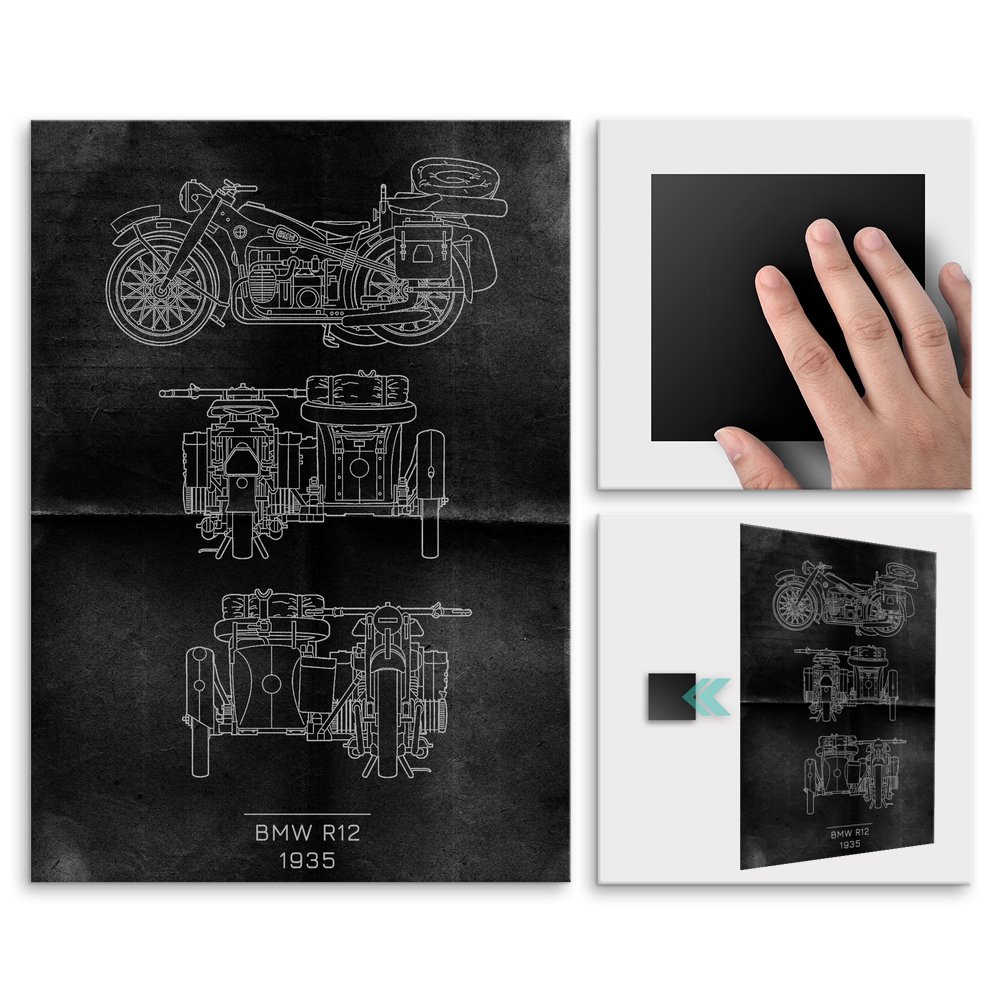 Plakat metalowy BMW R12 Projekt Graphite L