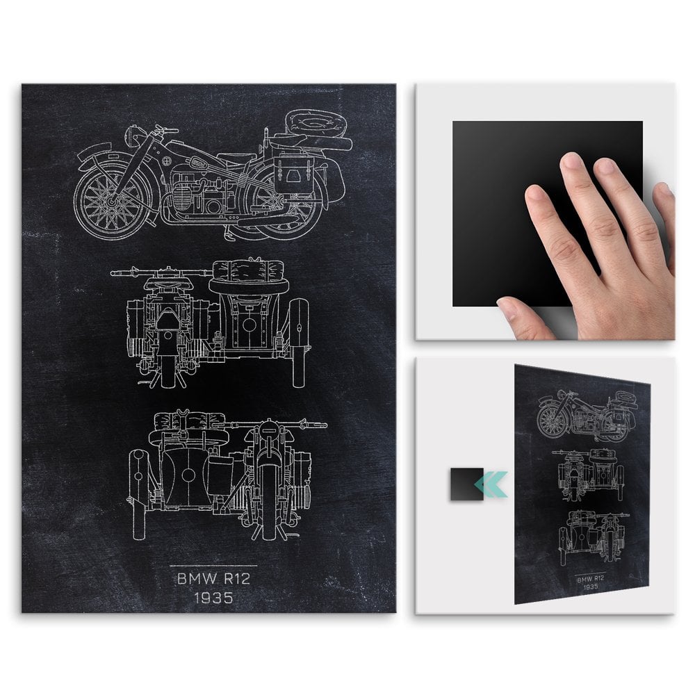 Plakat metalowy BMW R12 Projekt Blackboard L