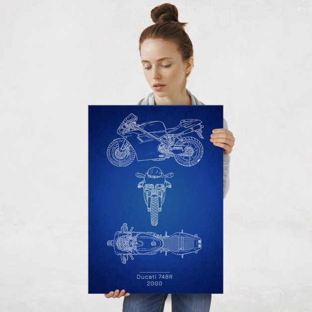 Plakat metalowy Ducati 748R Projekt Blueprint L