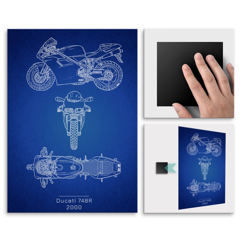 Plakat metalowy Ducati 748R Projekt Blueprint L