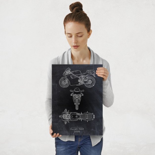 Plakat metalowy Ducati 748R Projekt Blackboard M