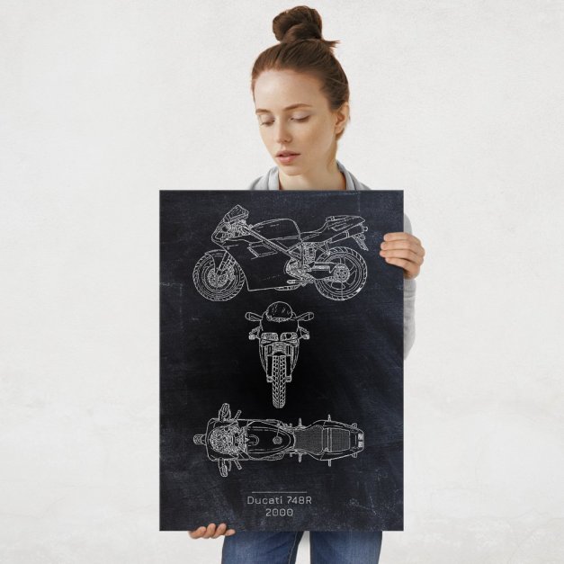 Plakat metalowy Ducati 748R Projekt Blackboard L