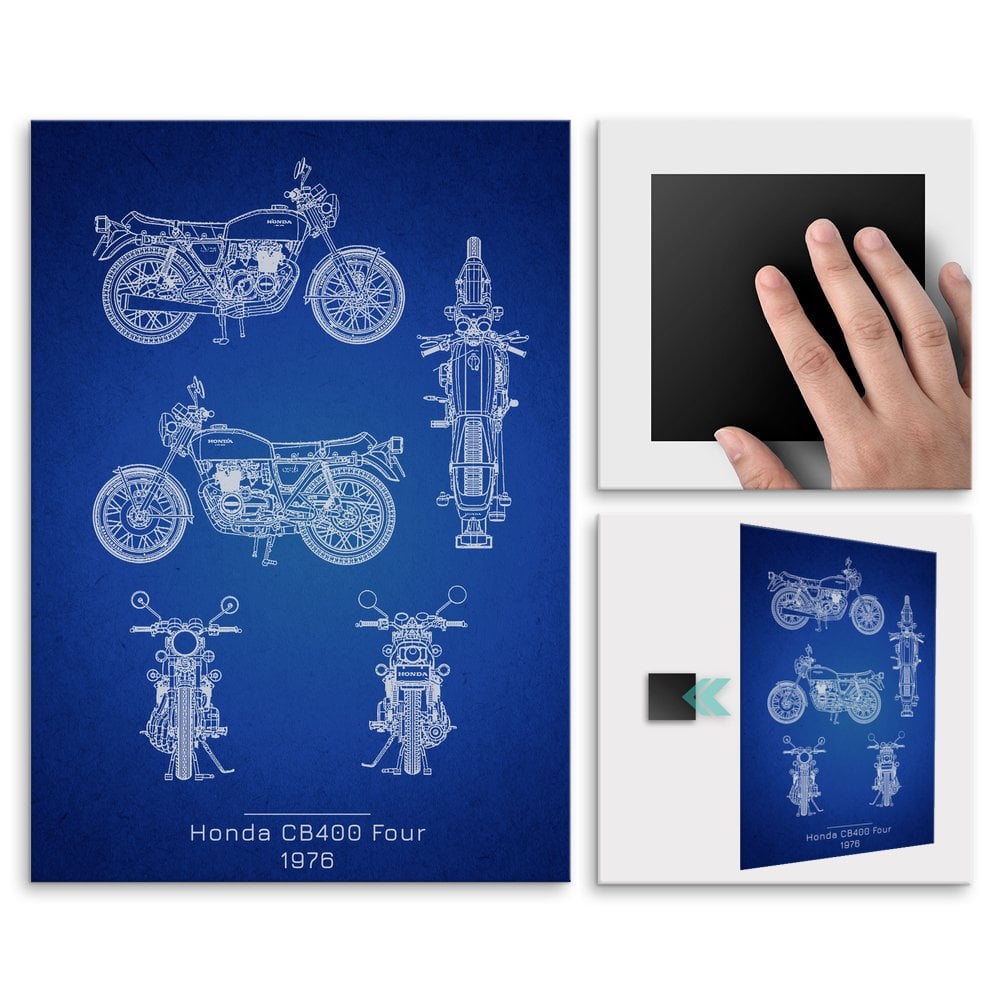Plakat metalowy Honda CB400 Four Projekt Blueprint L