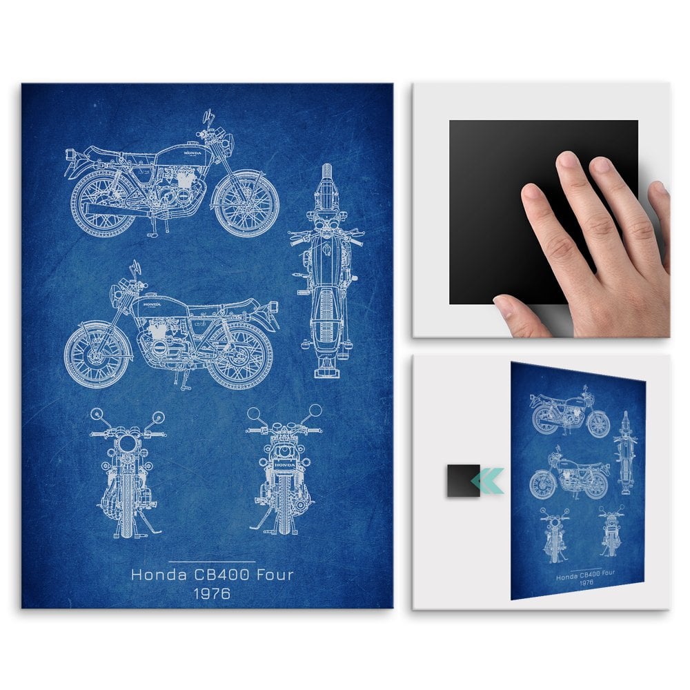 Plakat metalowy Honda CB400 Four Projekt Cobalt M