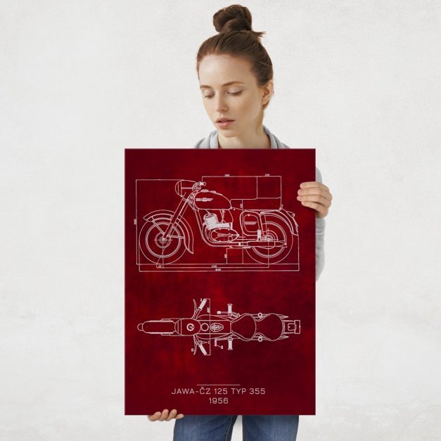 Plakat metalowy JAWA-ČZ 125 TYP 355 Projekt Scarlet L