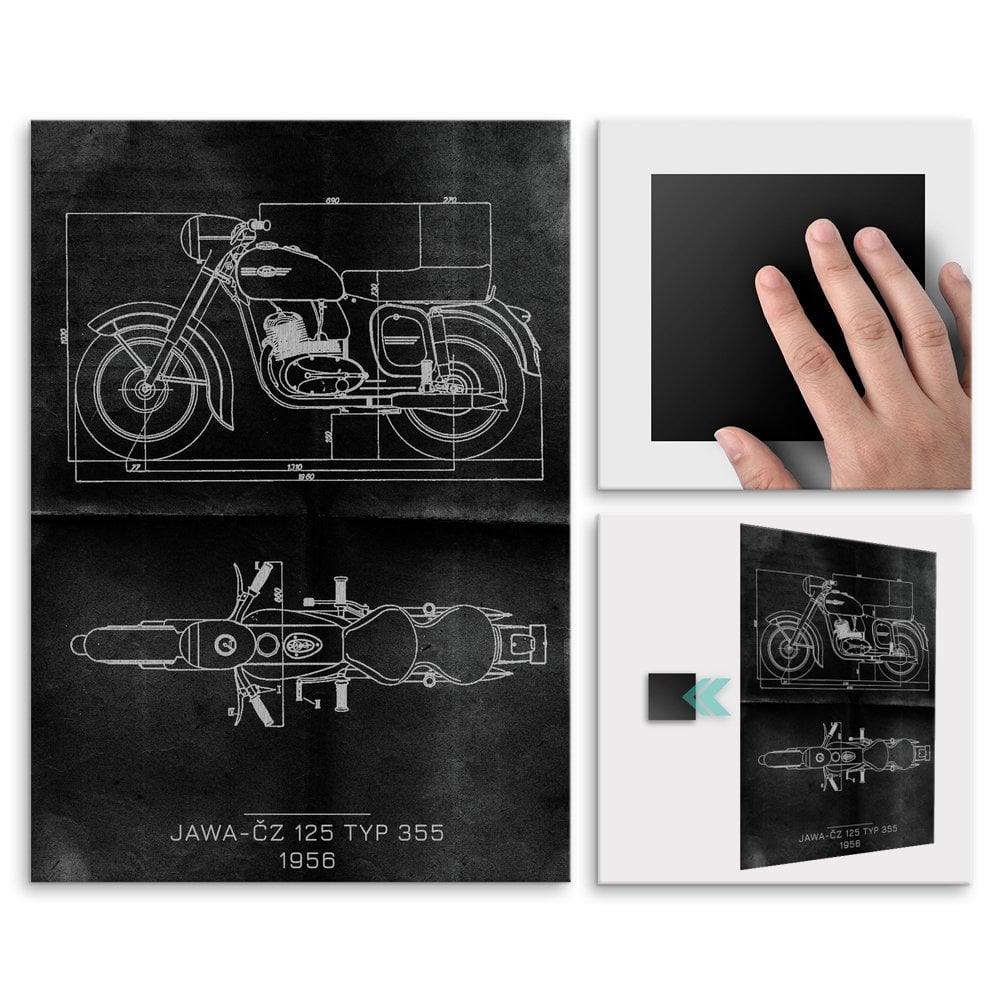 Plakat metalowy JAWA-Z 125 TYP 355 Projekt Graphite M