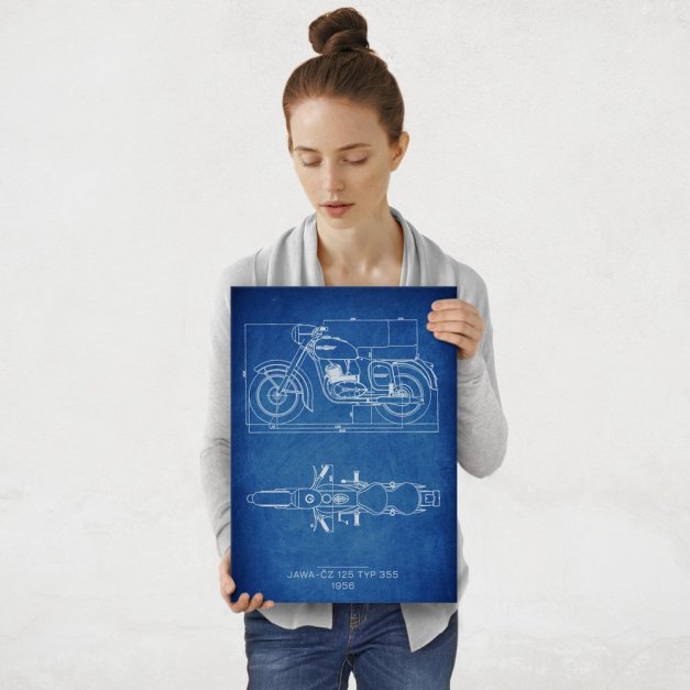 Plakat metalowy JAWA-ČZ 125 TYP 355 Projekt Cobalt M