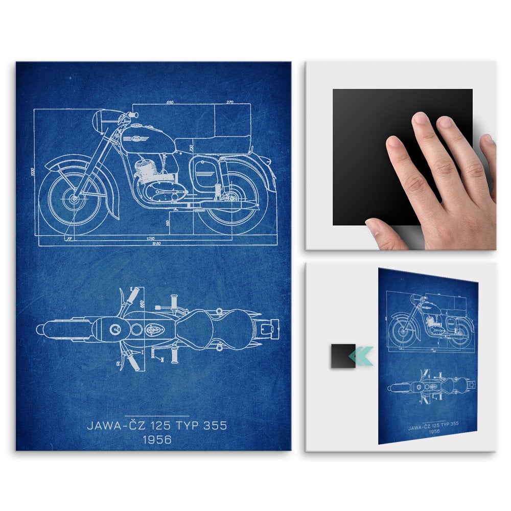 Plakat metalowy JAWA-Z 125 TYP 355 Projekt Cobalt M