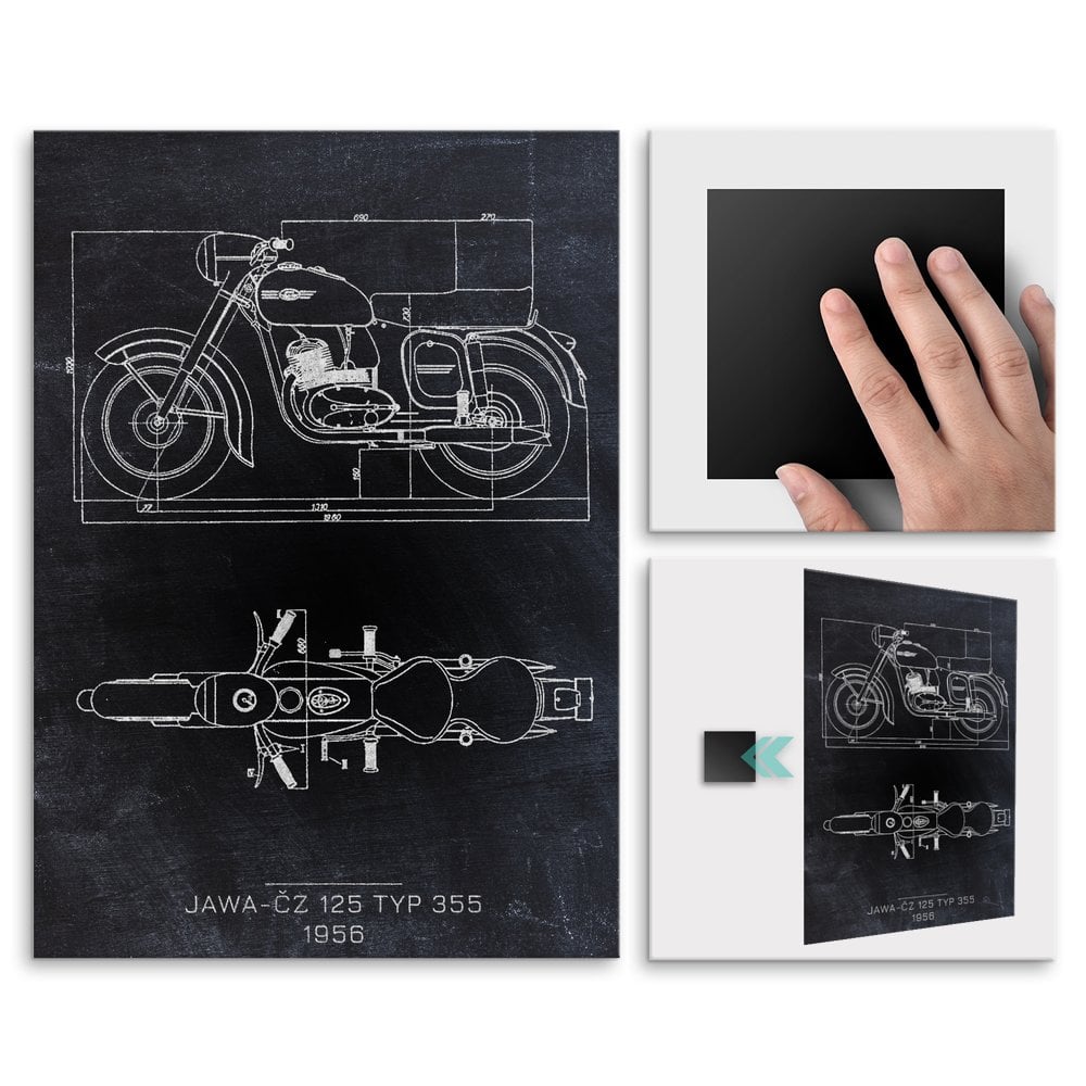 Plakat metalowy JAWA-Z 125 TYP 355 Projekt Blackboard M