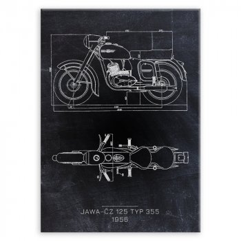 Plakat metalowy JAWA-ČZ 125 TYP 355 Projekt Blackboard L