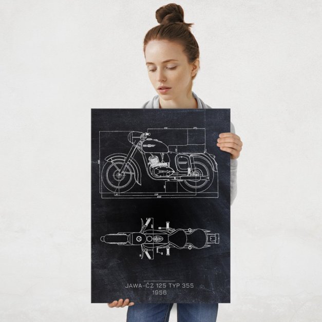 Plakat metalowy JAWA-ČZ 125 TYP 355 Projekt Blackboard L