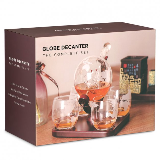 Karafka szklana ze statkiem do whisky z 4 szklankami zestaw z grawerem dla konesera whisky dziadka na urodziny