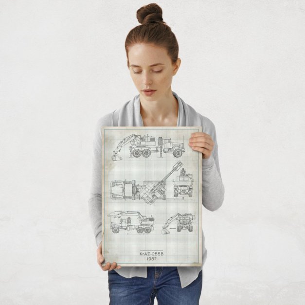 Plakat metalowy KrAZ-255B Projekt Vintage M