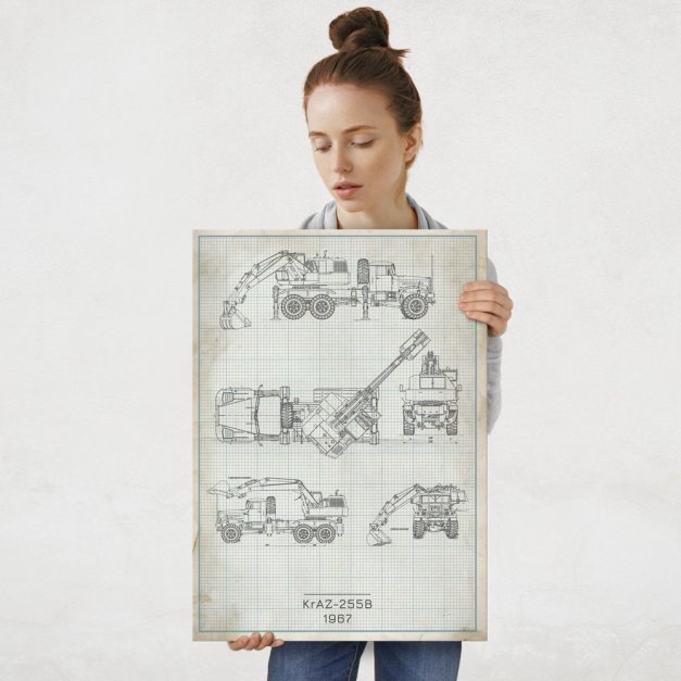 Plakat metalowy KrAZ-255B Projekt Vintage L