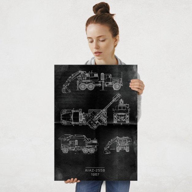 Plakat metalowy KrAZ-255B Projekt Graphite L